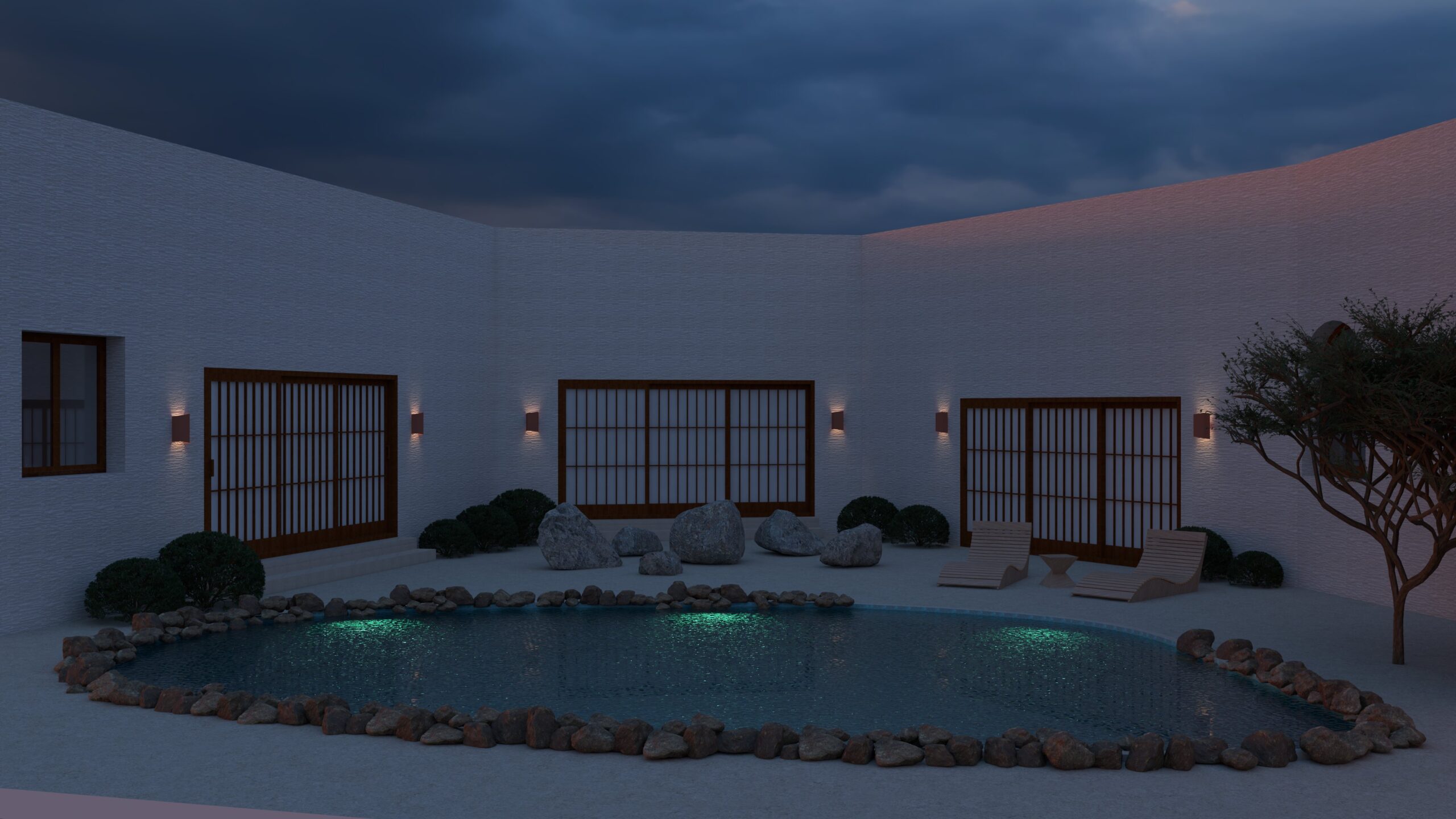 Jardín zen noche