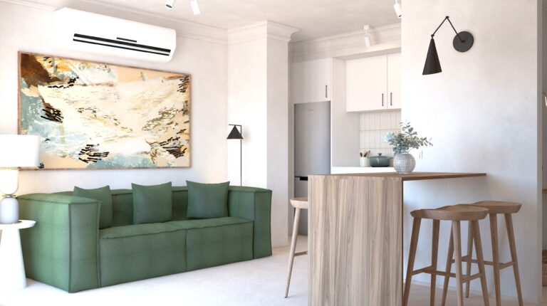 Sala de estar con cocina abierta